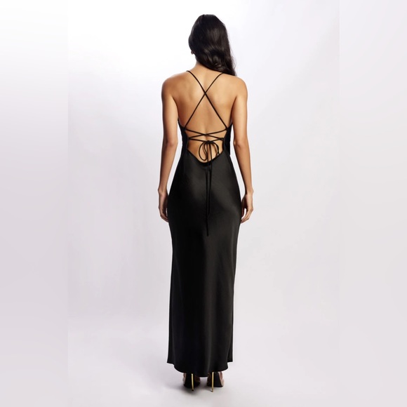 Meshki Sydney Black Satin Formal Dress XS - Picture 3 of 5